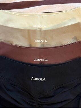 Aurola Ribbed Waistband Shorts Set - Black, Brown, Tan, Cream